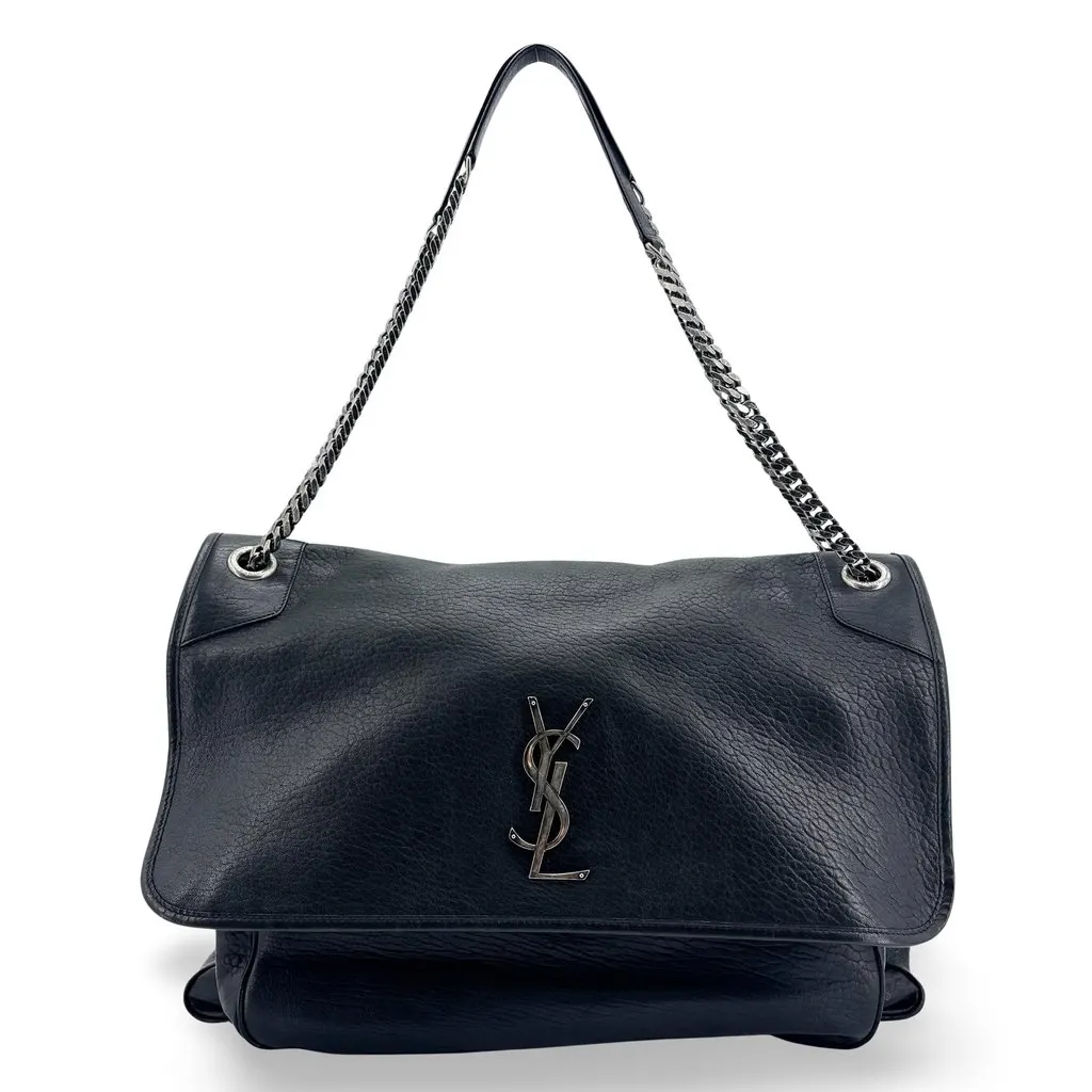 Saint Laurent Medium Niki Shoulder Bag Black Black Leather Good - Front View