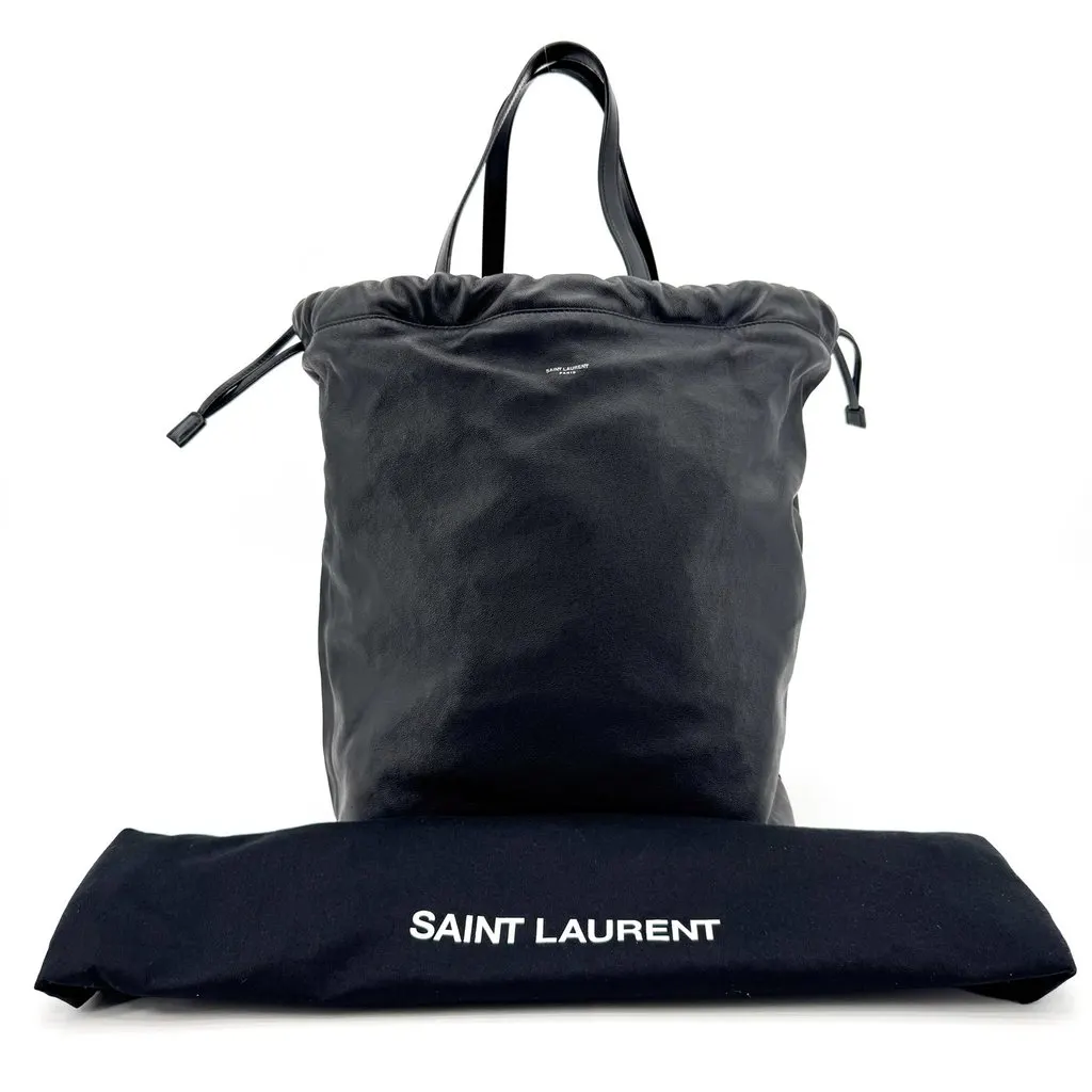 Saint Laurent Teddy Shopping Bag Black Black Canvas Very good - Back View