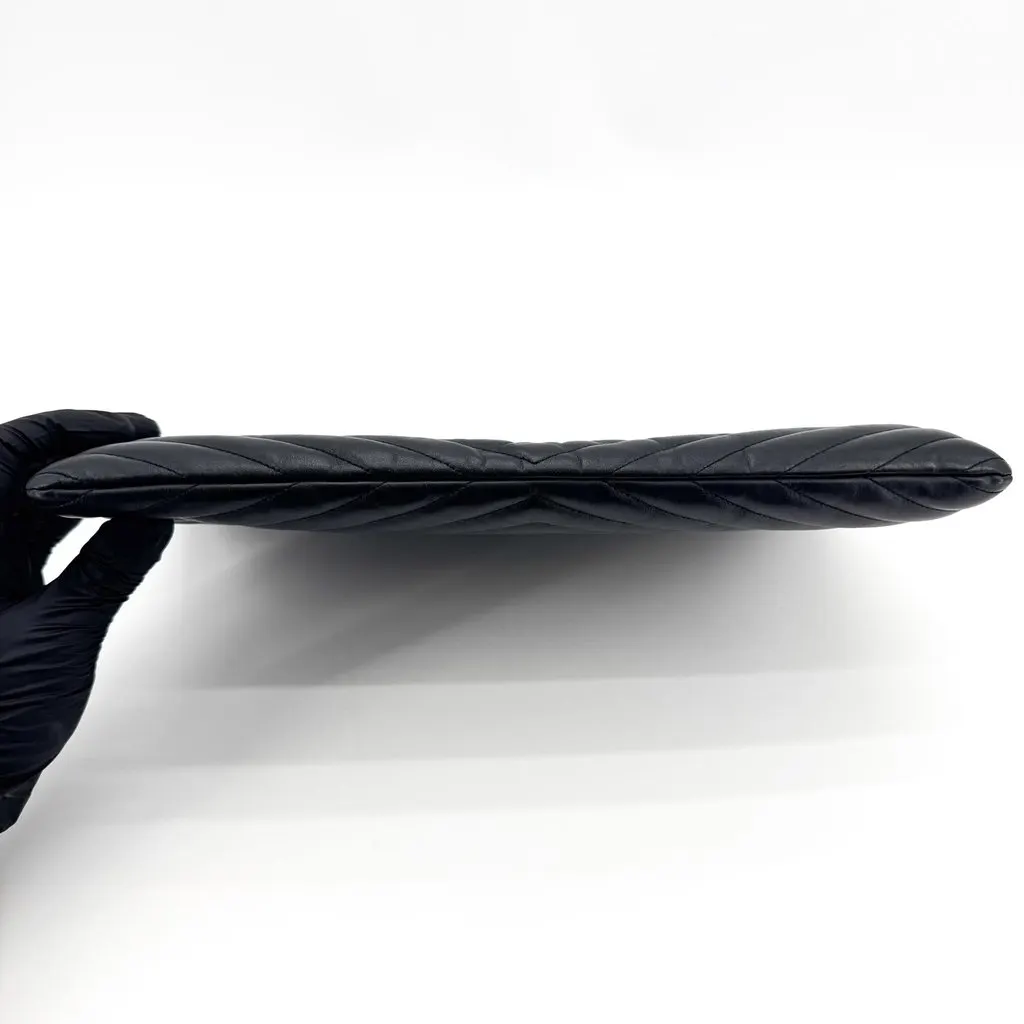Saint Laurent Monogram Document Holder Clutch Black Silver Black Leather Very good - Model View