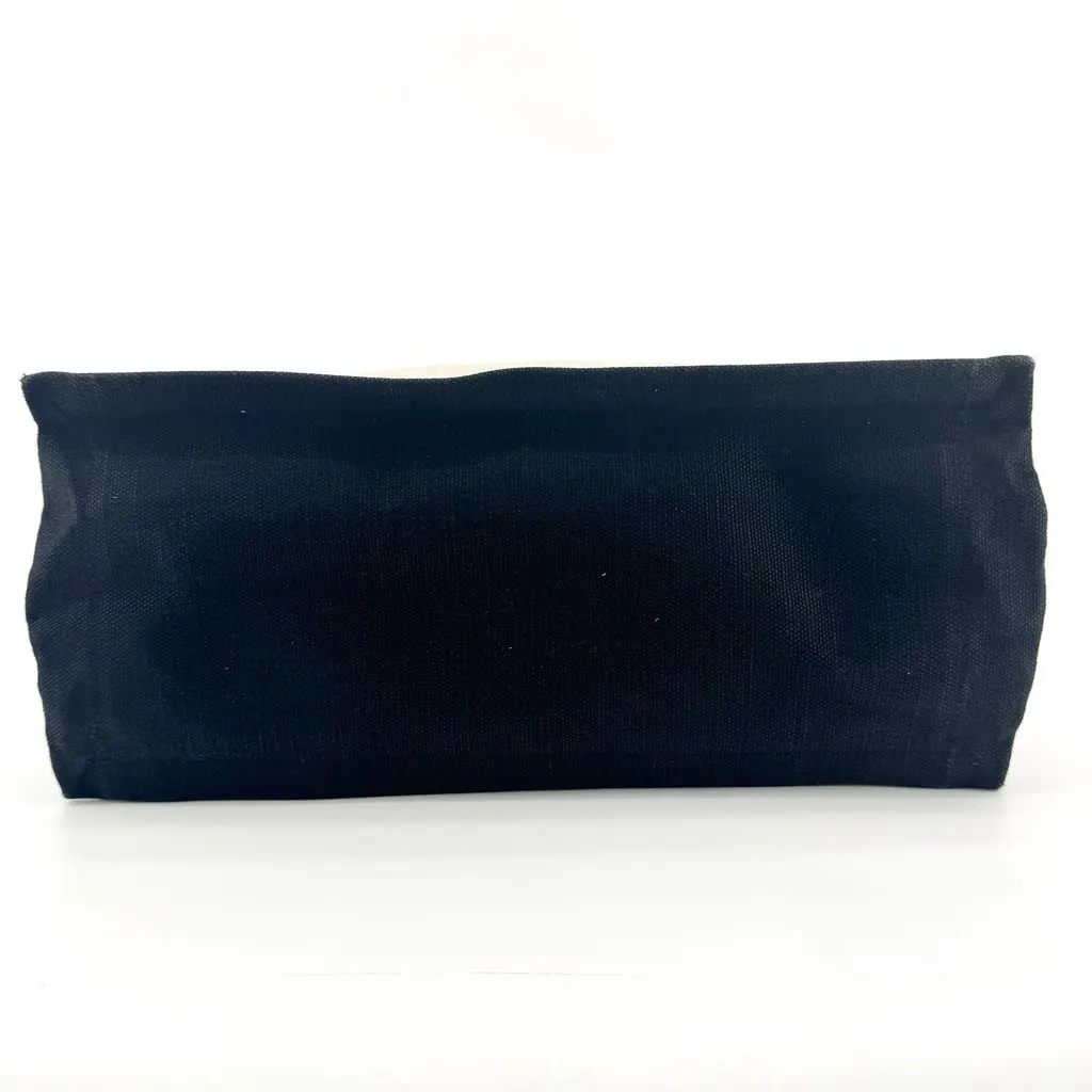 Saint Laurent Rive Gauche Tote Bag in Linen and Leather White Black Black Linen Good - Box View