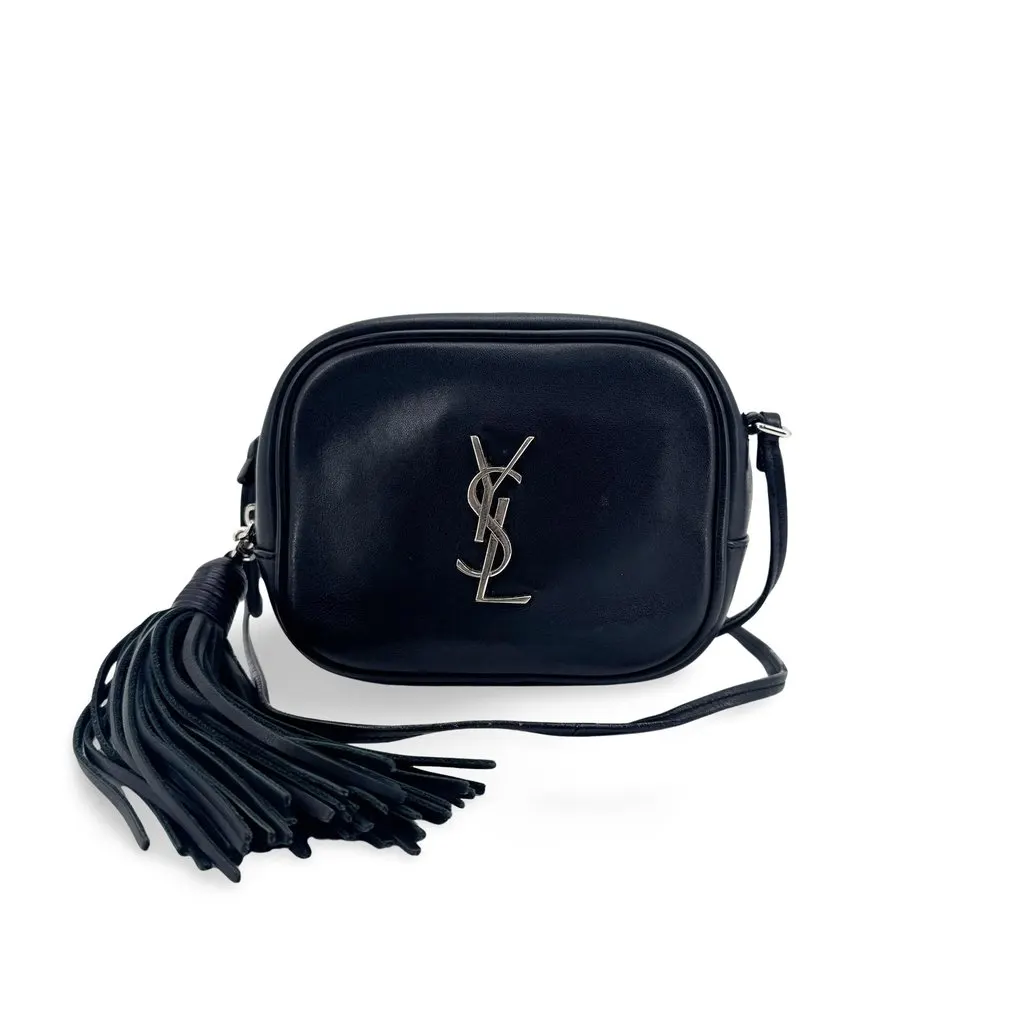Saint Laurent Baby Lou Belt Bag Leather Silver Black Black Leather Good - Front View