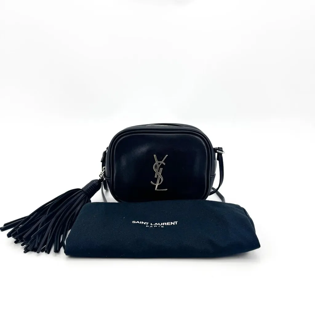 Saint Laurent Baby Lou Belt Bag Leather Silver Black Black Leather Good - Back View