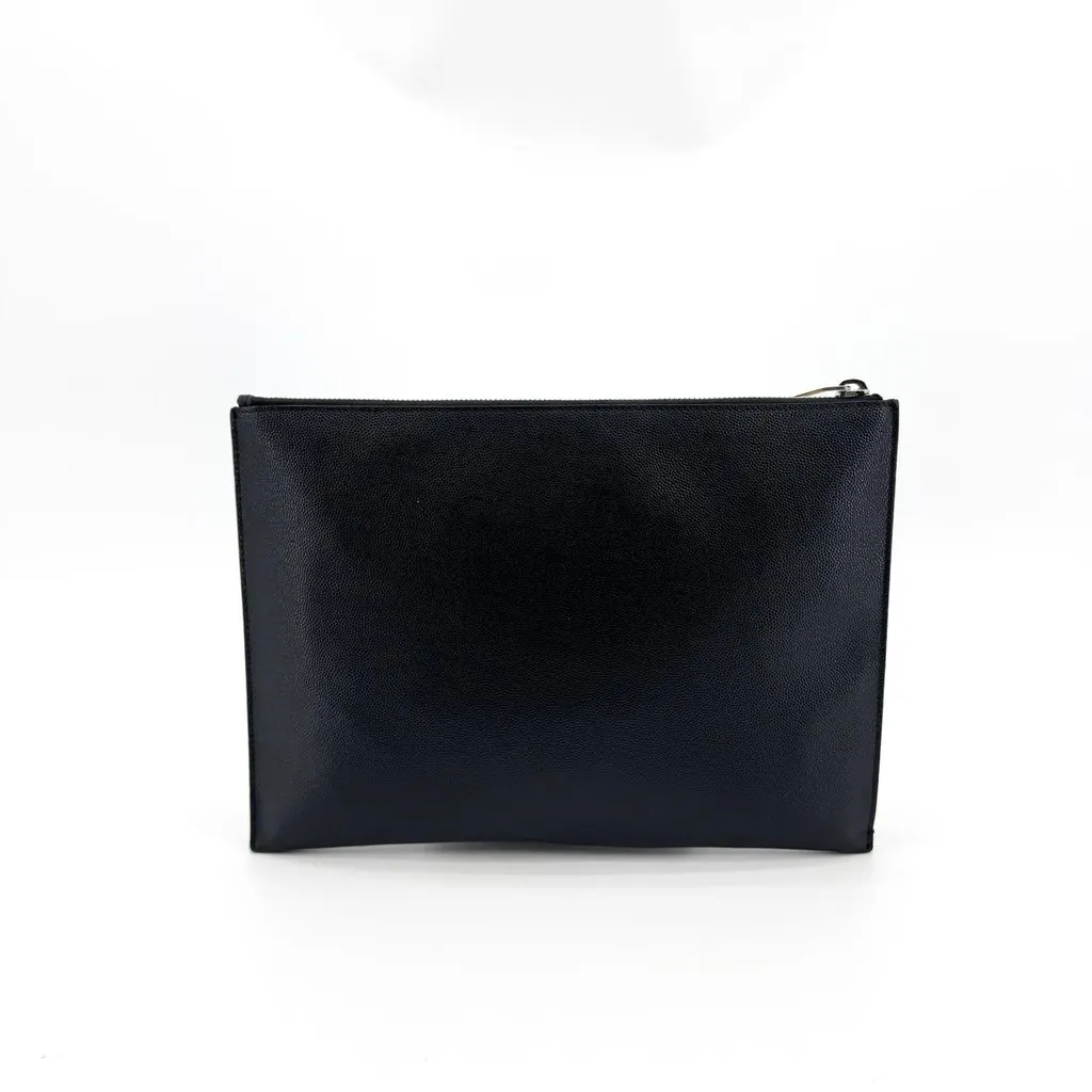 Saint Laurent Grain de Poudre Tablet Sleeve Clutch Bag Black Black Leather Good - Inside View