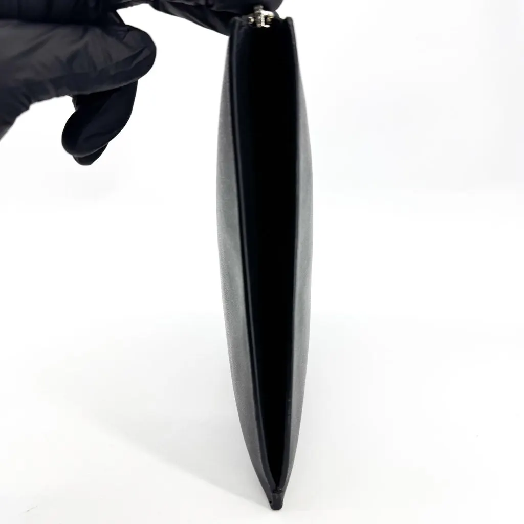 Saint Laurent Grain de Poudre Tablet Sleeve Clutch Bag Black Black Leather Good - Model View