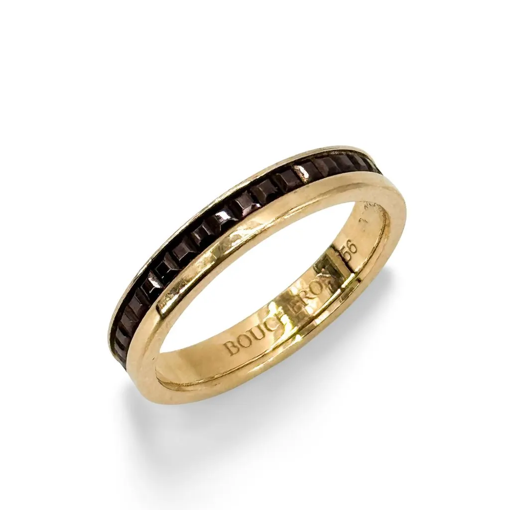 Boucheron Quatre Classique Clou de Paris Ring Yellow Gold Brown PVD Brown Good - Front View