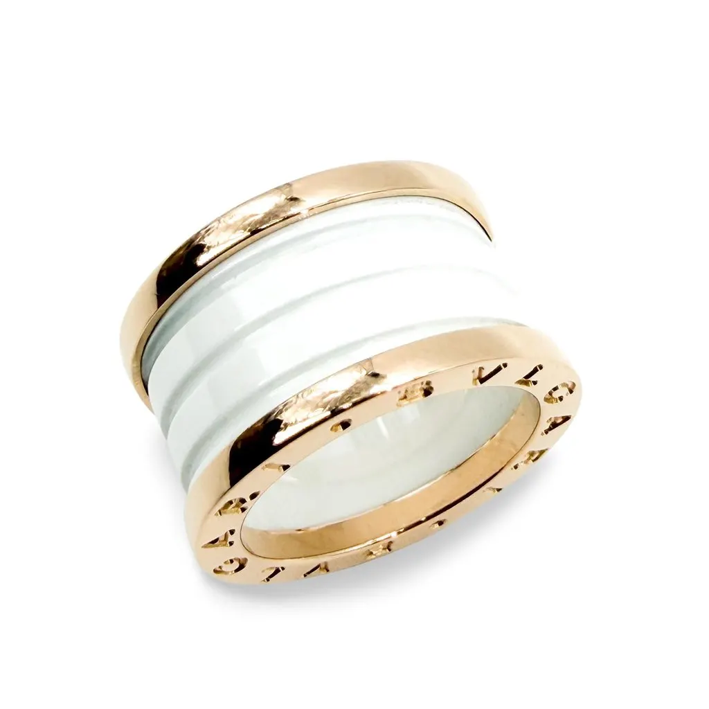 Bvlgari B.Zero1 4-Band Ring Rose Gold White Ceramic White Rose Gold Very good - Front View