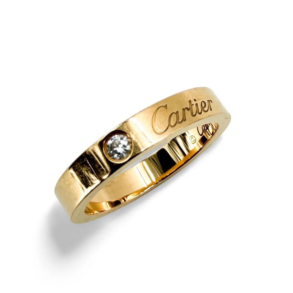 Cartier C de Cartier Wedding Band 18K Yellow Gold 1 Diamond Gold Diamond Very good - Front View