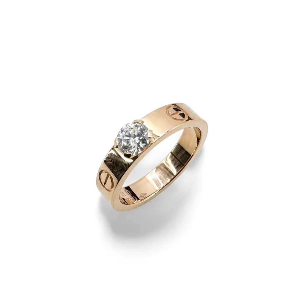 Cartier Love Solitaire Ring 18K Pink Gold Diamond