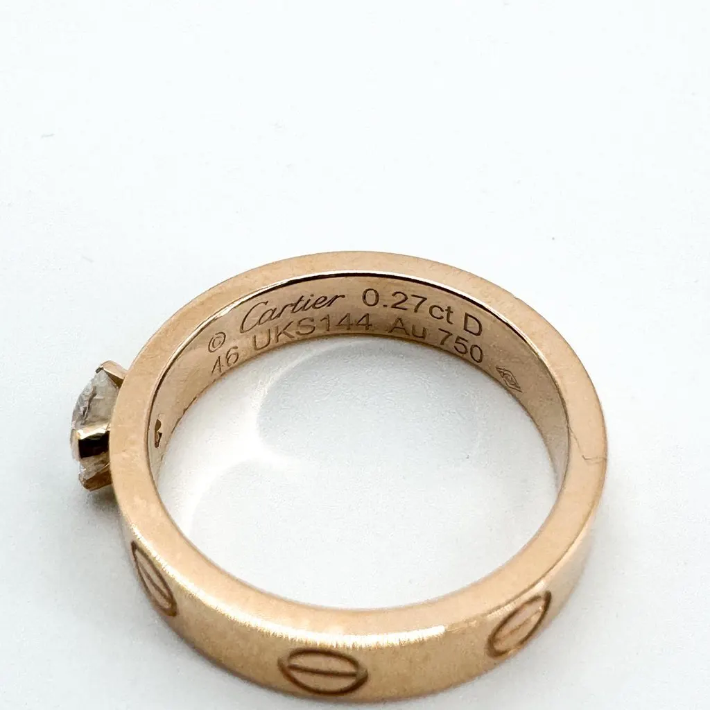Cartier Love Solitaire Ring 18K Pink Gold Diamond White Very good - Inside View