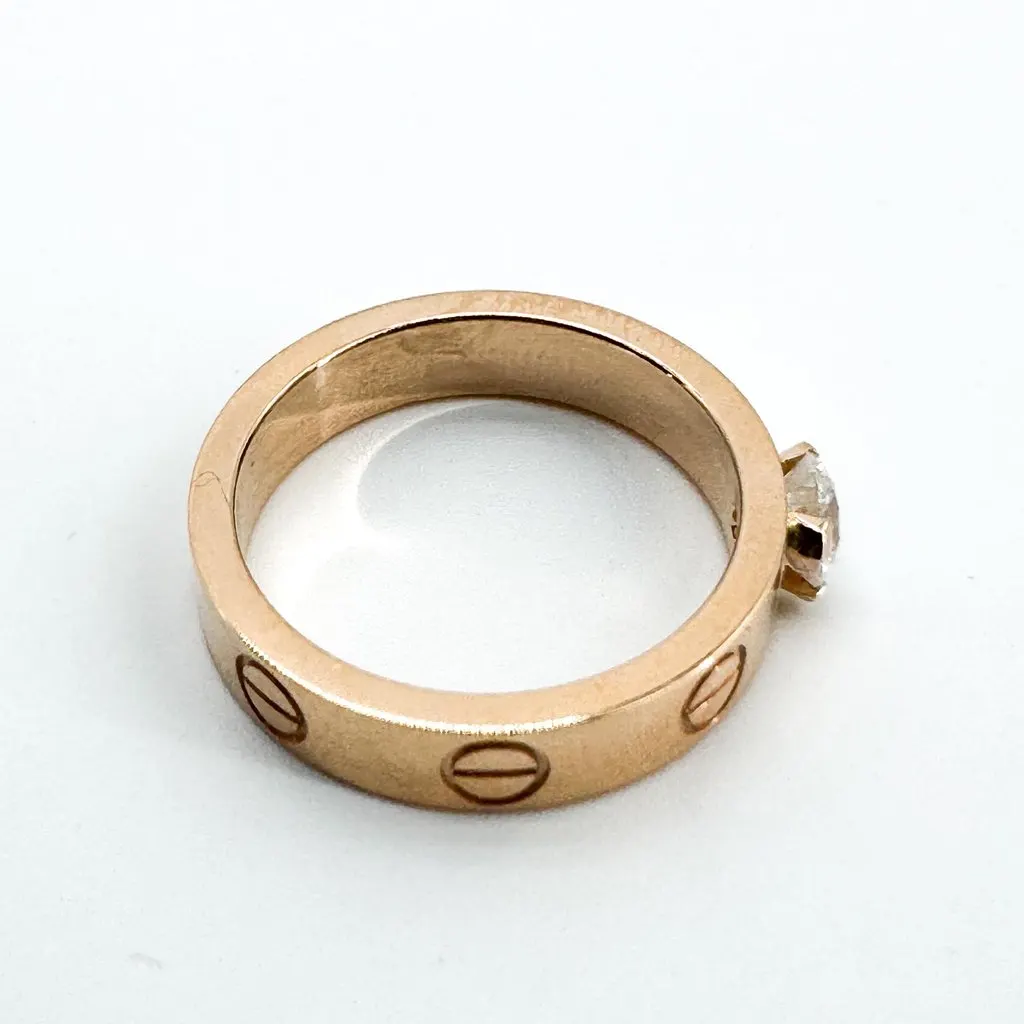 Cartier Love Solitaire Ring 18K Pink Gold Diamond White Very good - Model View