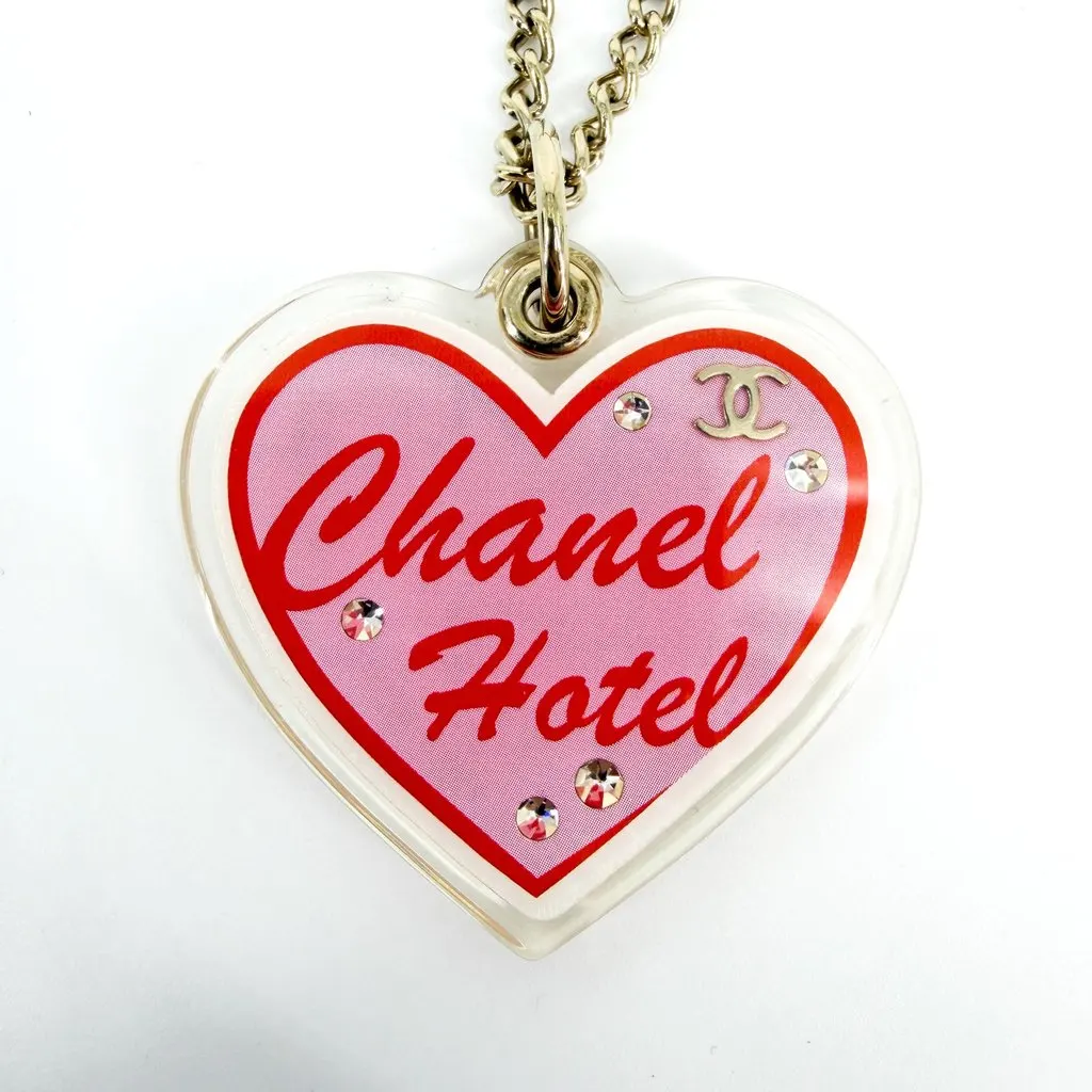 Chanel 23C Chanel Hotel Heart Rainbow Charm Necklace Gold Gold Gold Good - Inside View
