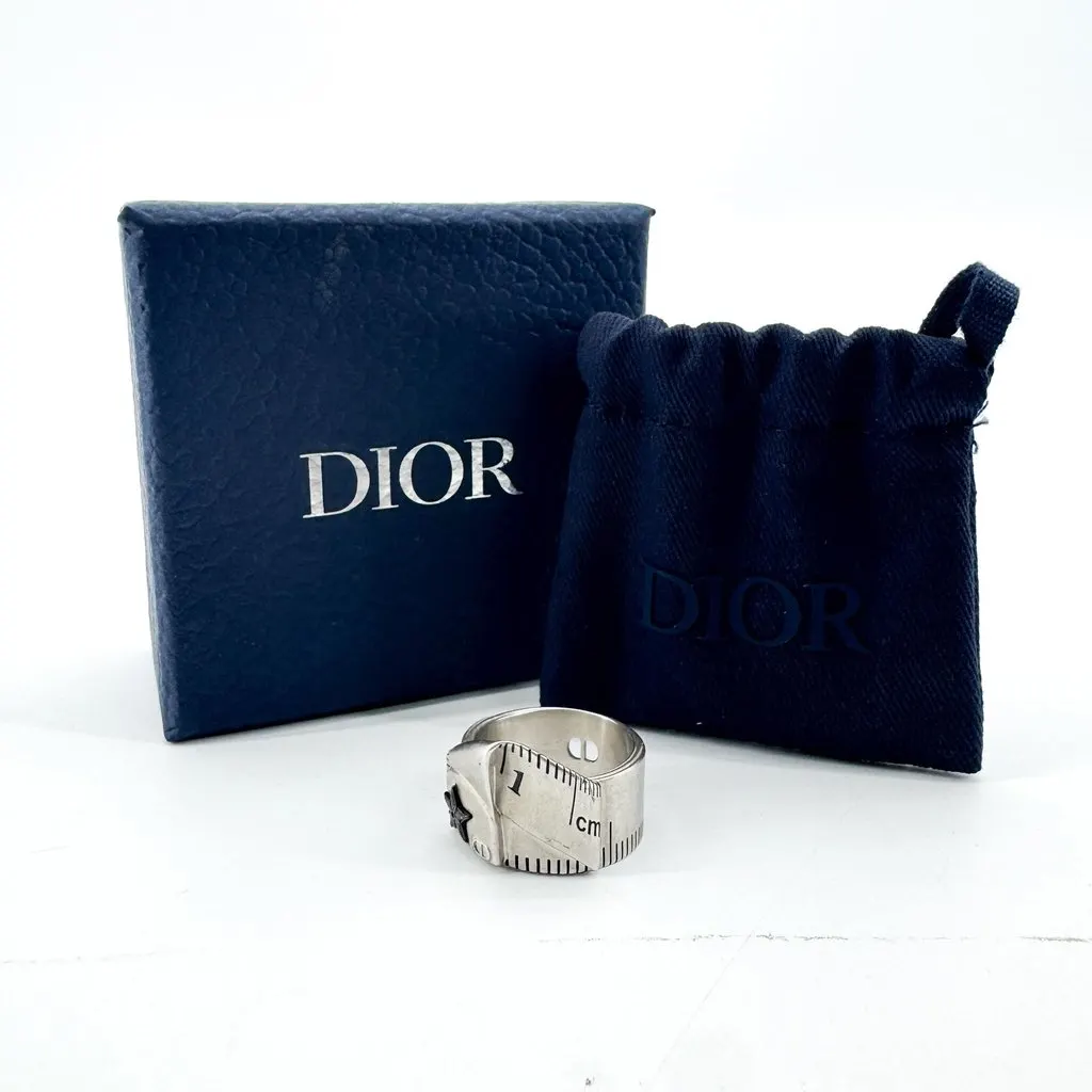 Dior Vintage Silver Tape Measure Star Ring Silver Good - Back View