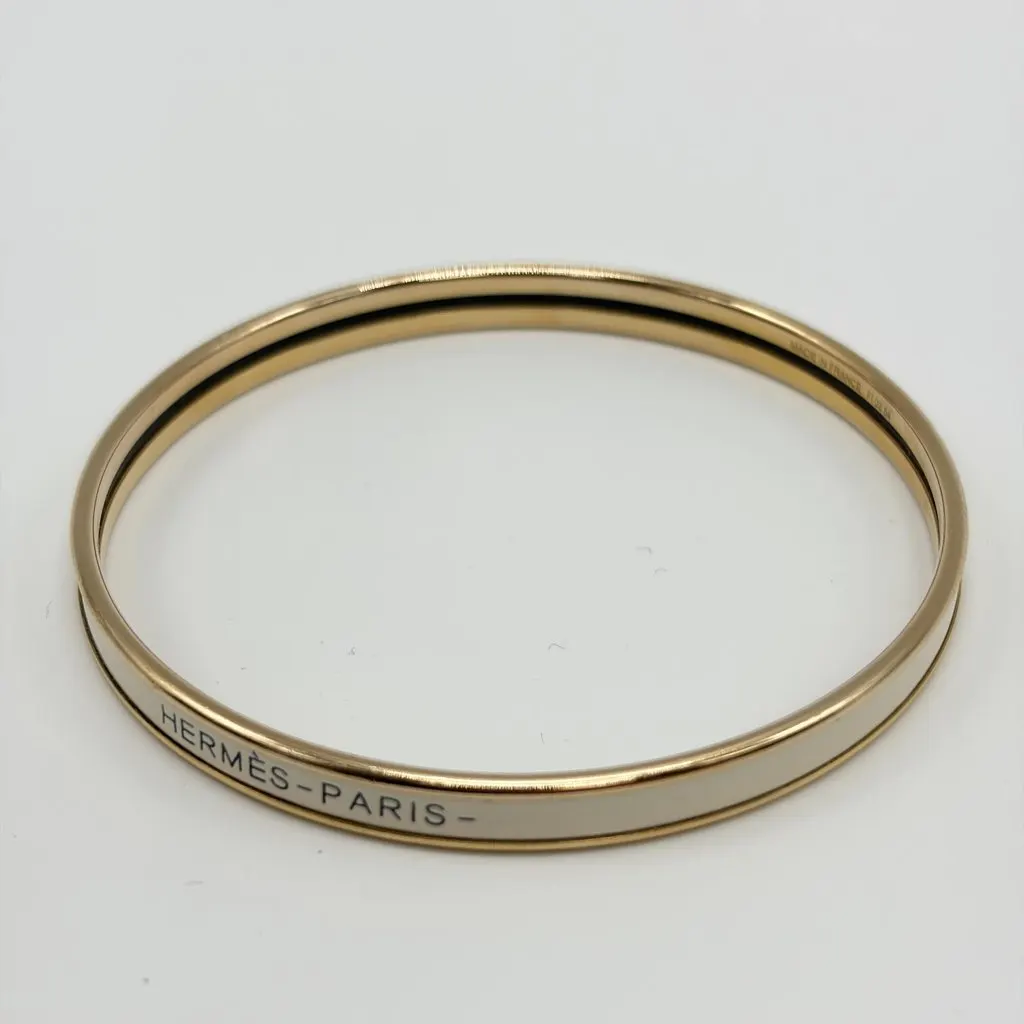 Hermès Narrow Enamel Bangle Ivory Gold Hardware Gold Enamel Good - Inside View
