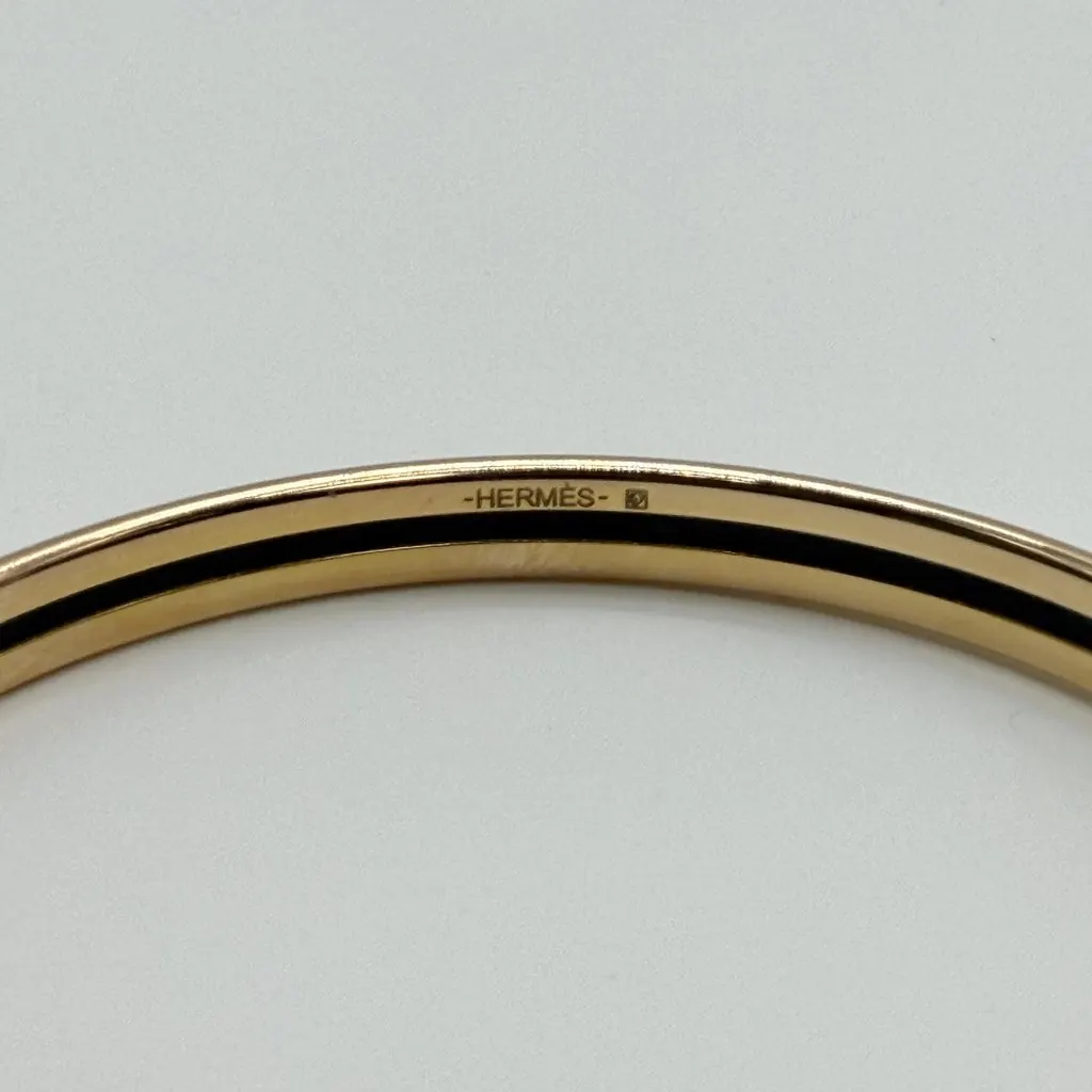 Hermès Narrow Enamel Bangle Ivory Gold Hardware Gold Enamel Good - Box View