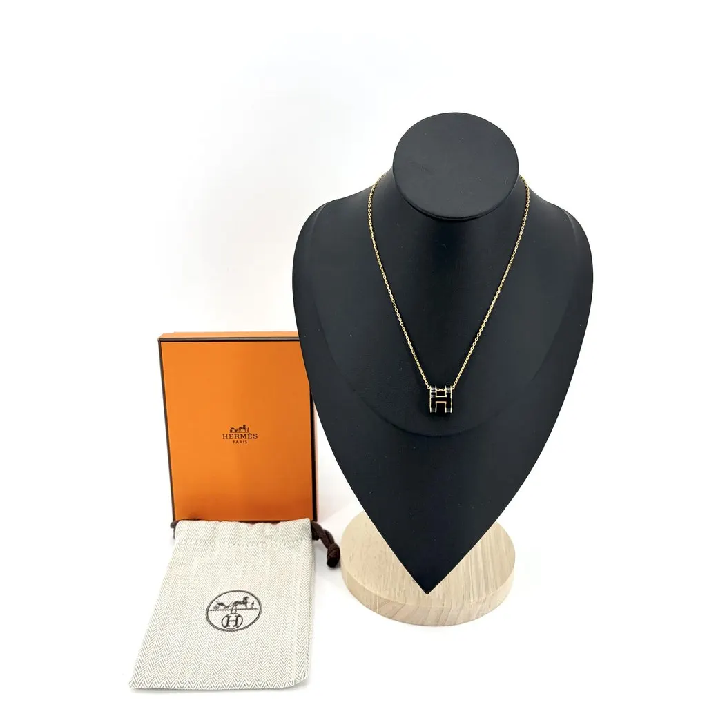 Hermès Pop H Necklace Black Gold Hardware Black Good - Back View