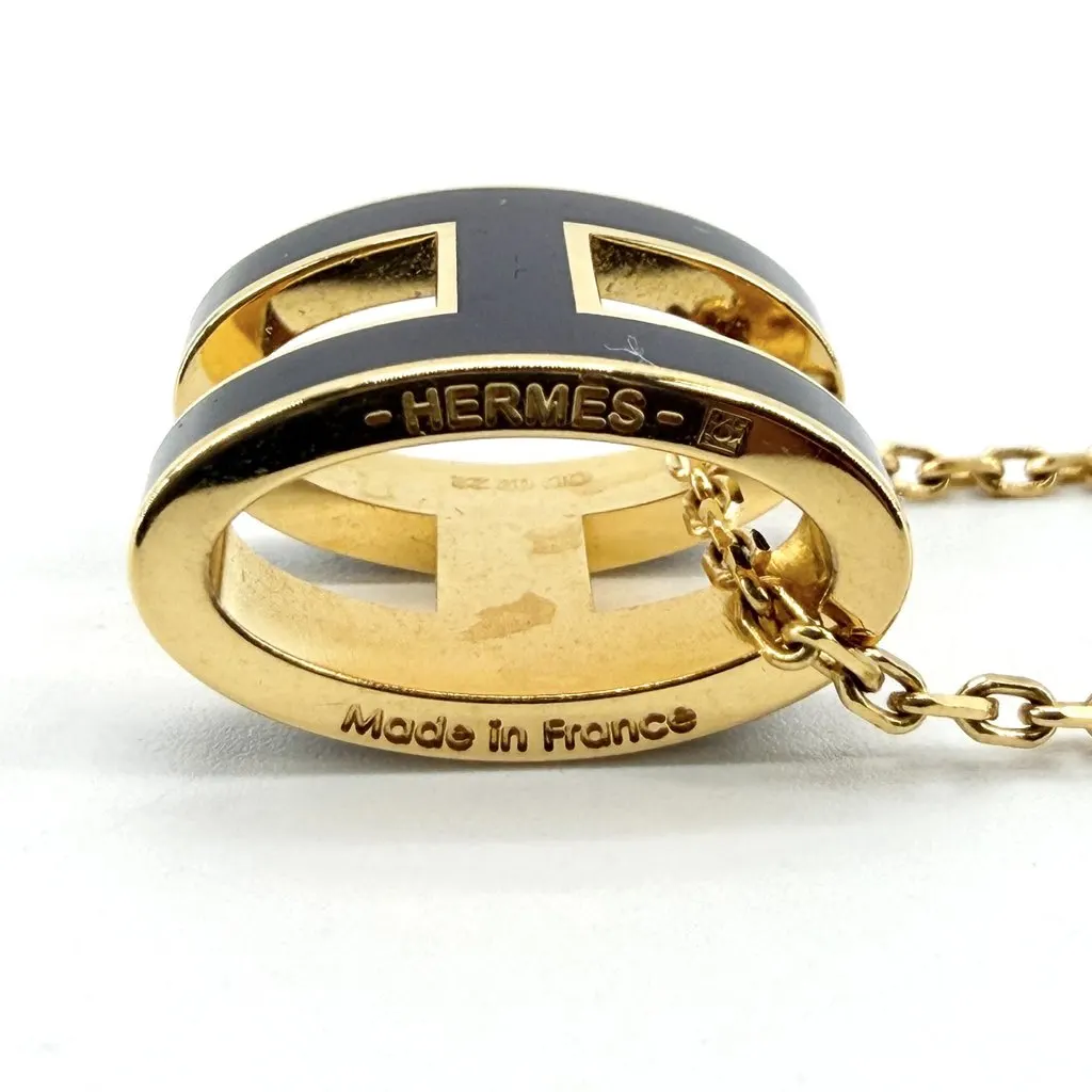 Hermès Pop H Necklace Black Gold Hardware Black Good - Inside View