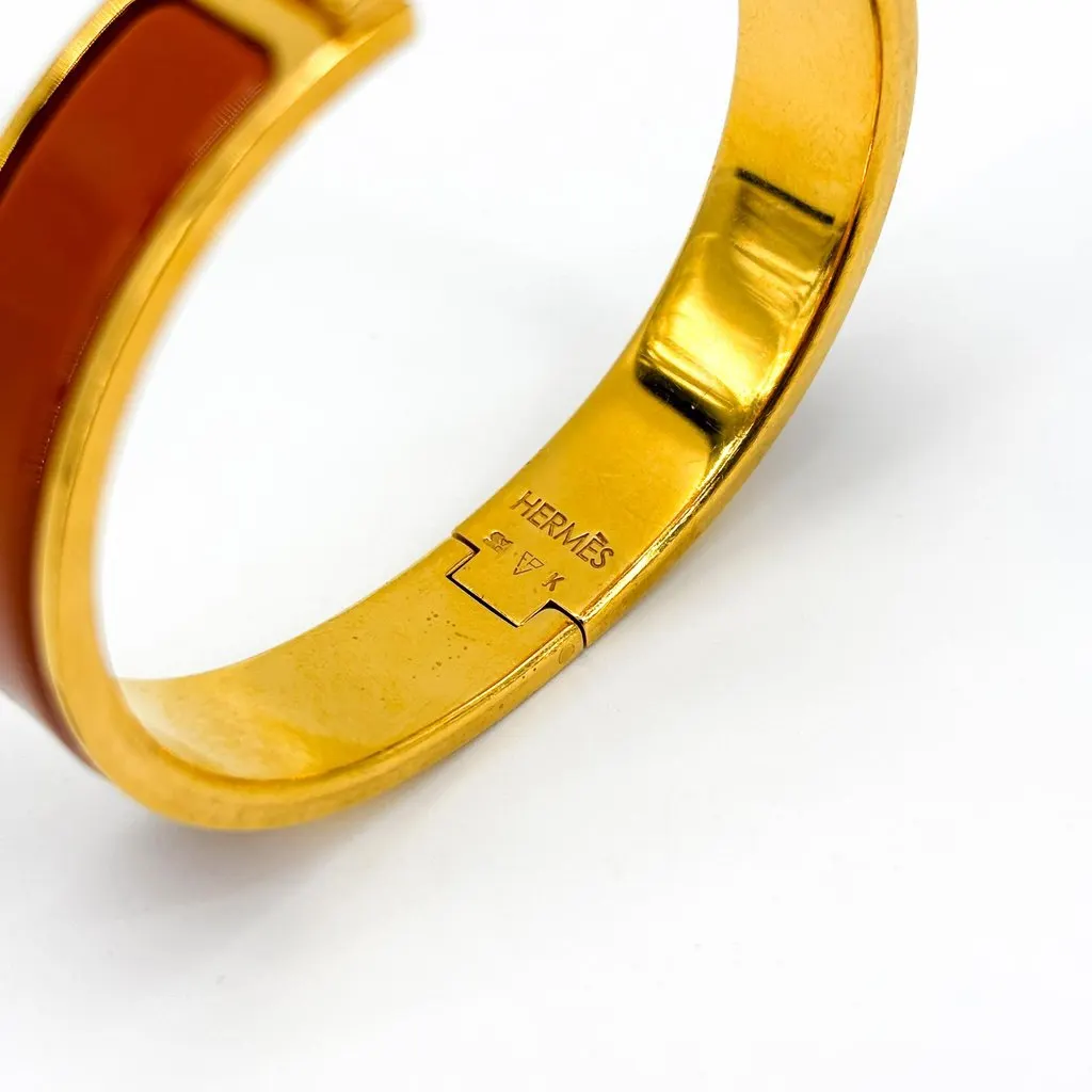 Hermès Clic H Bracelet Gold Marron PM Brown Very good - Box View