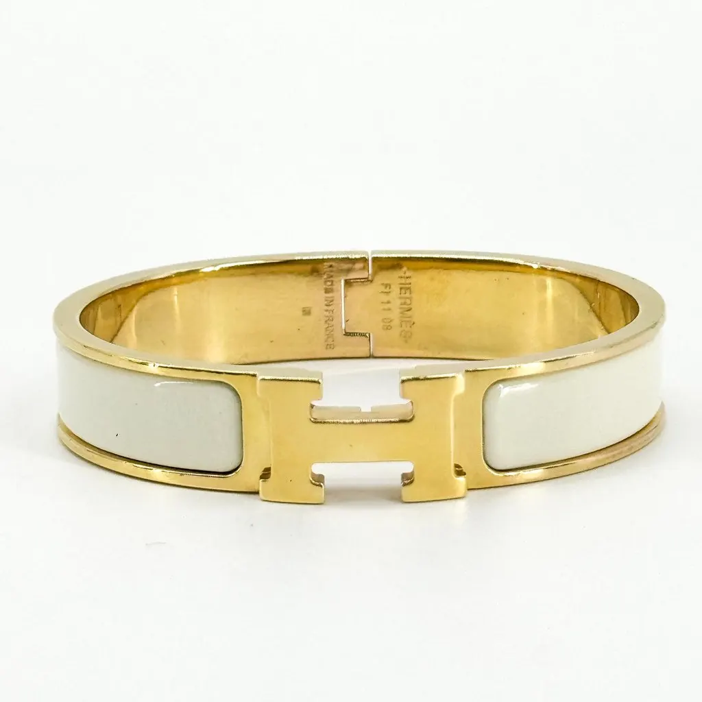Hermès Clic H Bracelet Gold White PM Gold Good - Inside View