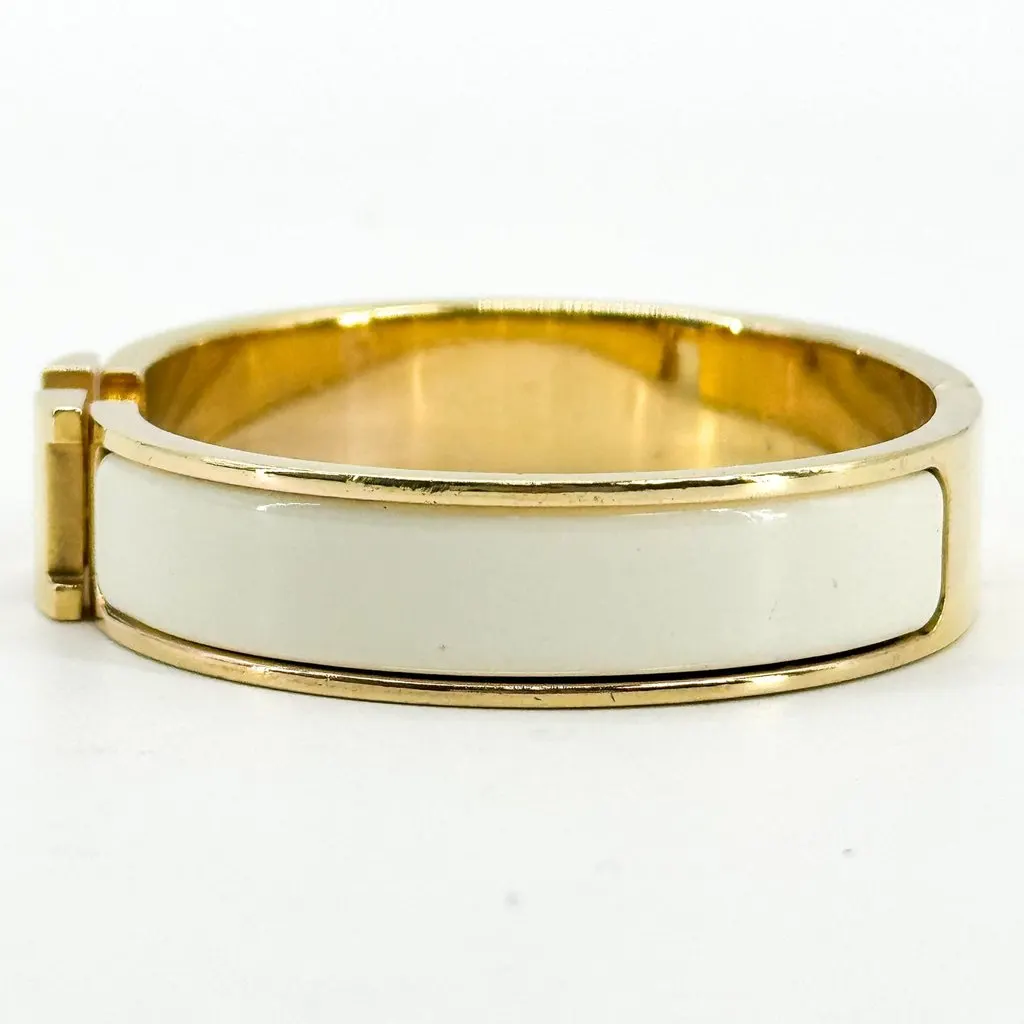 Hermès Clic H Bracelet Gold White PM Gold Good - Box View
