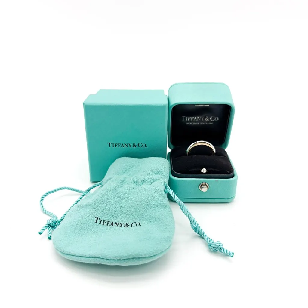 Tiffany & Co Tiffany Milgrain Wedding Band Ring Platinum & 18K Rose Gold Silver Rose Gold Good - Back View