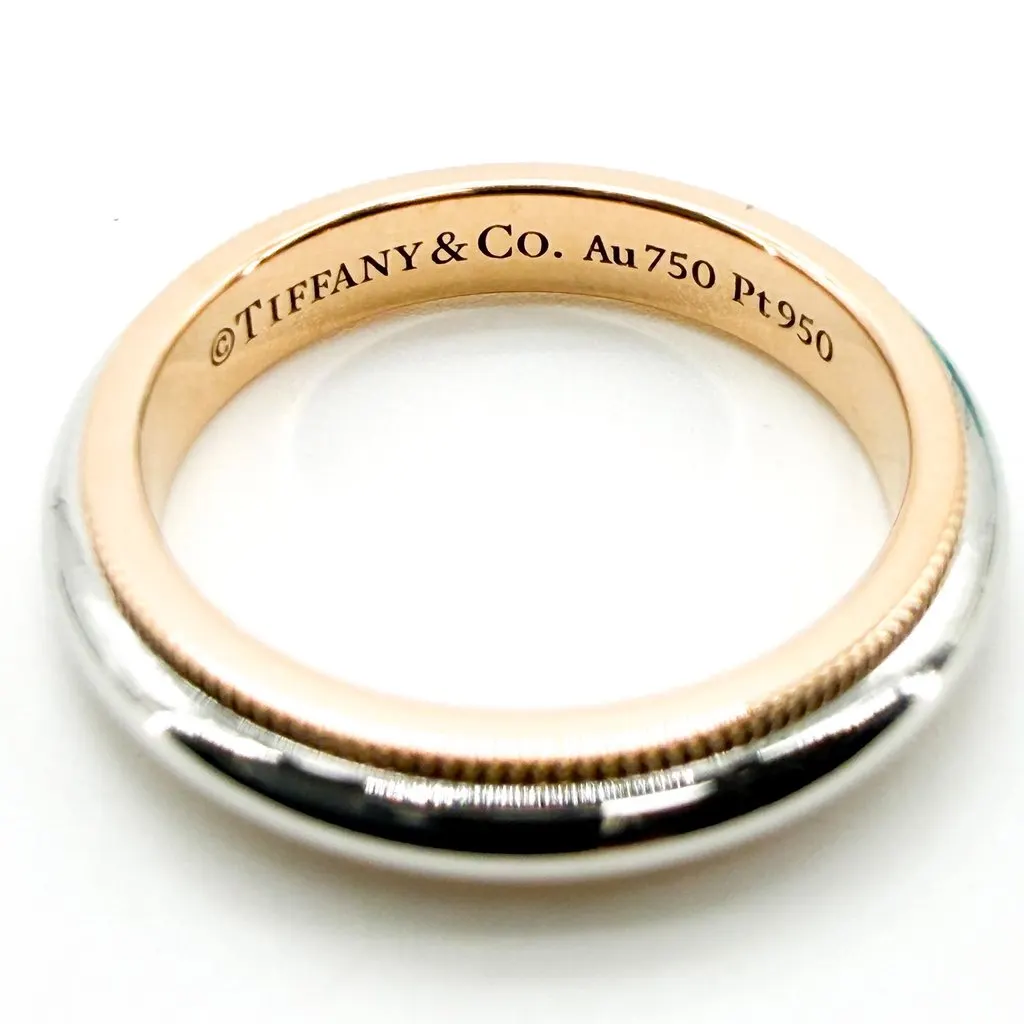 Tiffany & Co Tiffany Milgrain Wedding Band Ring Platinum & 18K Rose Gold Silver Rose Gold Good - Inside View