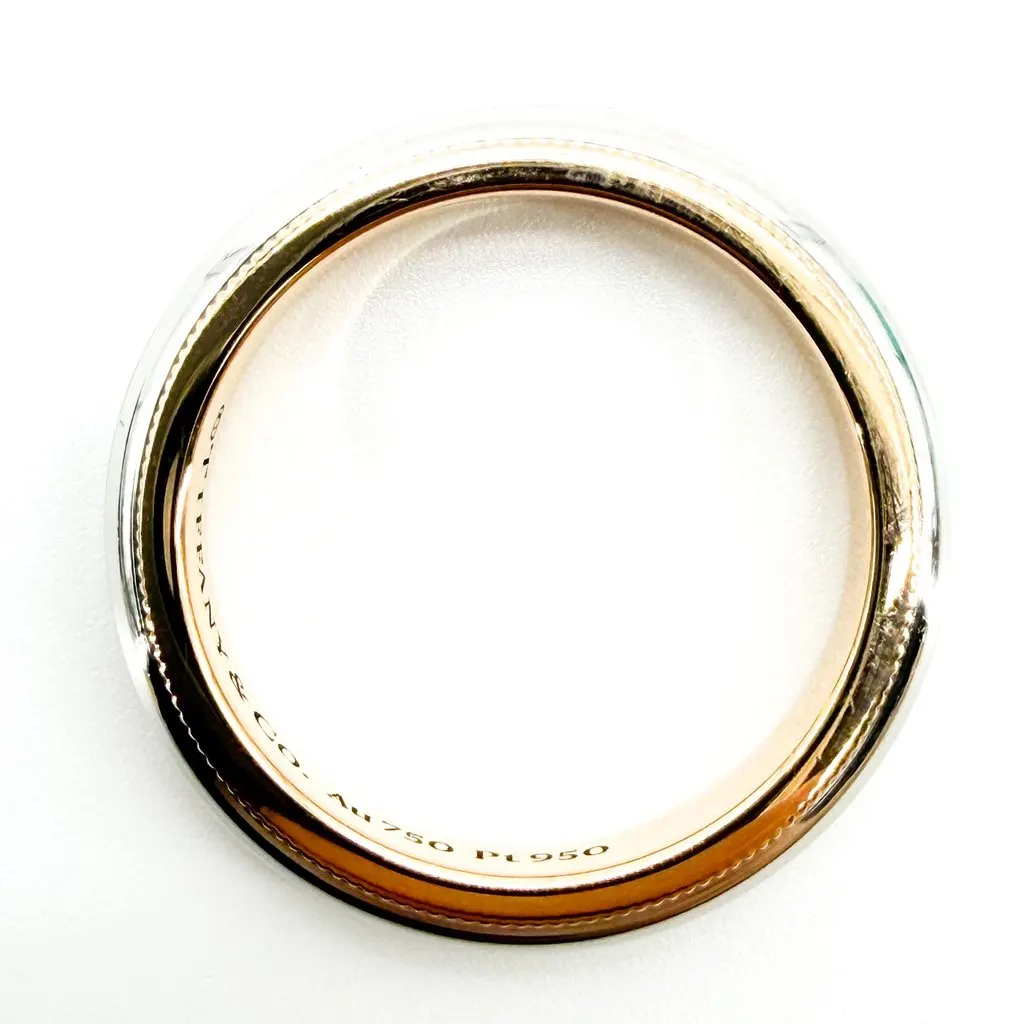 Tiffany & Co Tiffany Milgrain Wedding Band Ring Platinum & 18K Rose Gold Silver Rose Gold Good - Model View