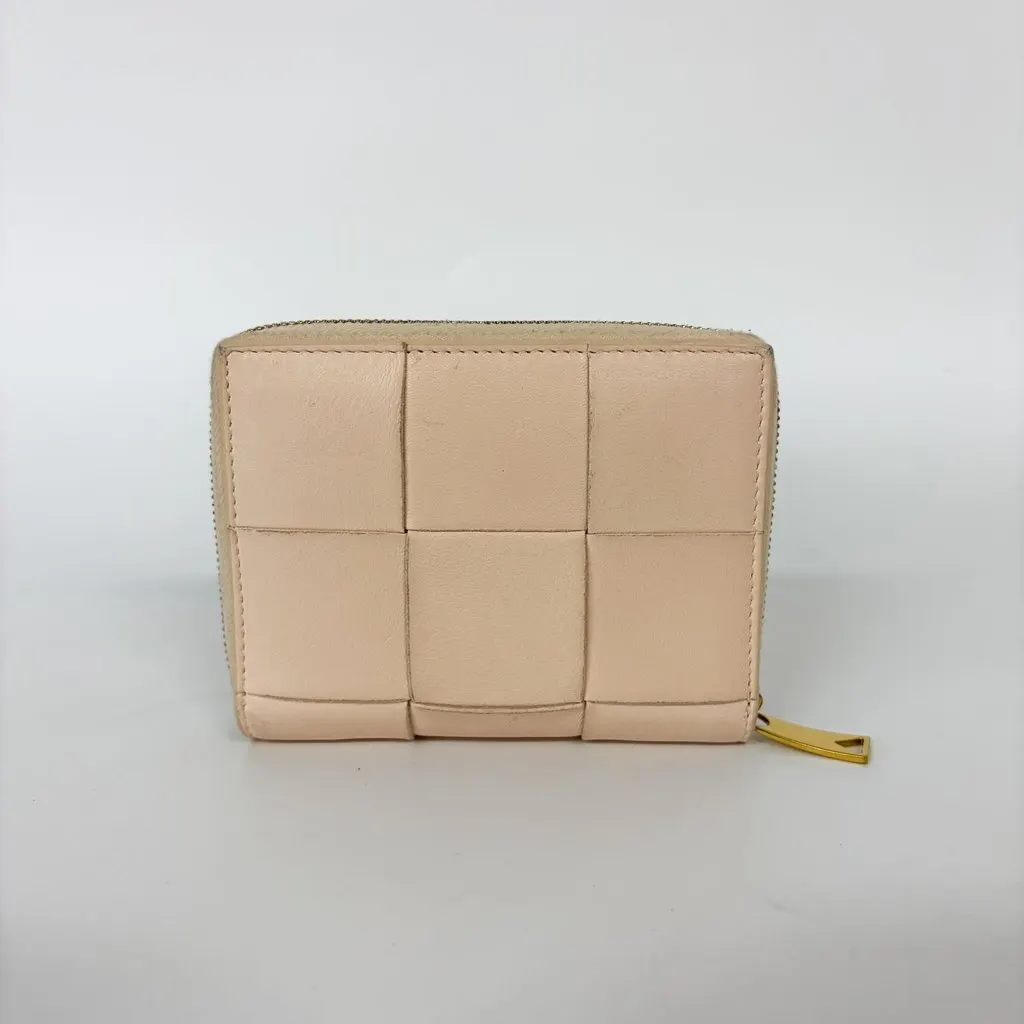 Bottega Veneta Cassette Intrecciato Small Zip Around Wallet Almond Beige Fair - Inside View