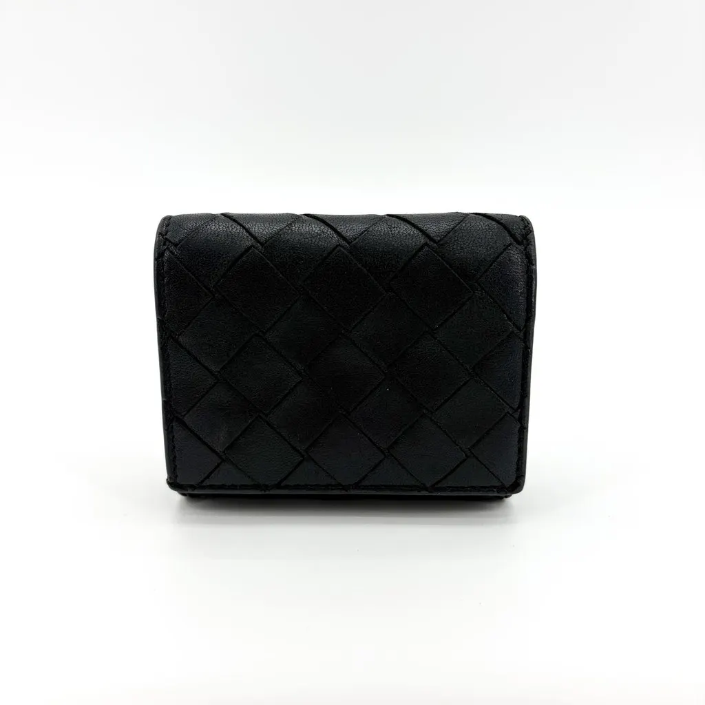 Bottega Veneta Intrecciato Tiny Tri-fold Wallet Black Gold Hardware Black Leather Very good - Inside View
