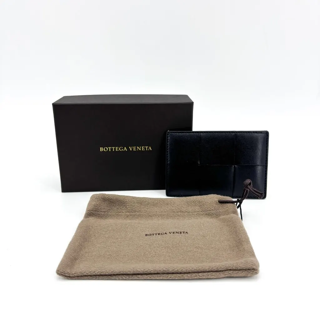 Bottega Veneta Cassette Card Case Black Black Leather Very good - Back View
