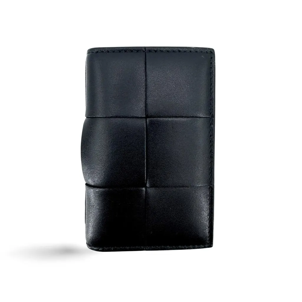 Bottega Veneta Cassette Flap Card Case Black Black Leather Very good - Front View