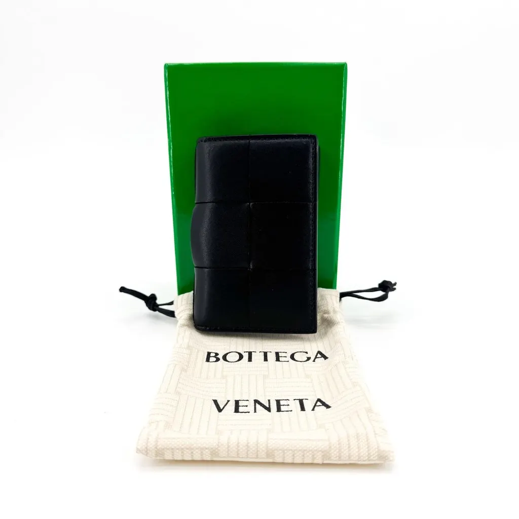 Bottega Veneta Cassette Flap Card Case Black Black Leather Very good - Back View