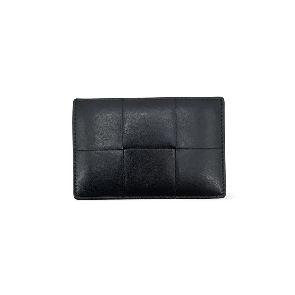 Bottega Veneta Cassette Folded Card Case Black Black Leather Very good - Front View