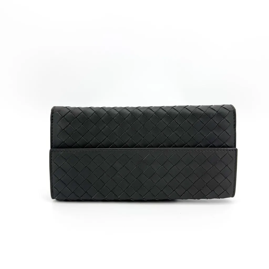 Bottega Veneta Intrecciato Flap Continental Wallet Black Black Leather Good - Inside View