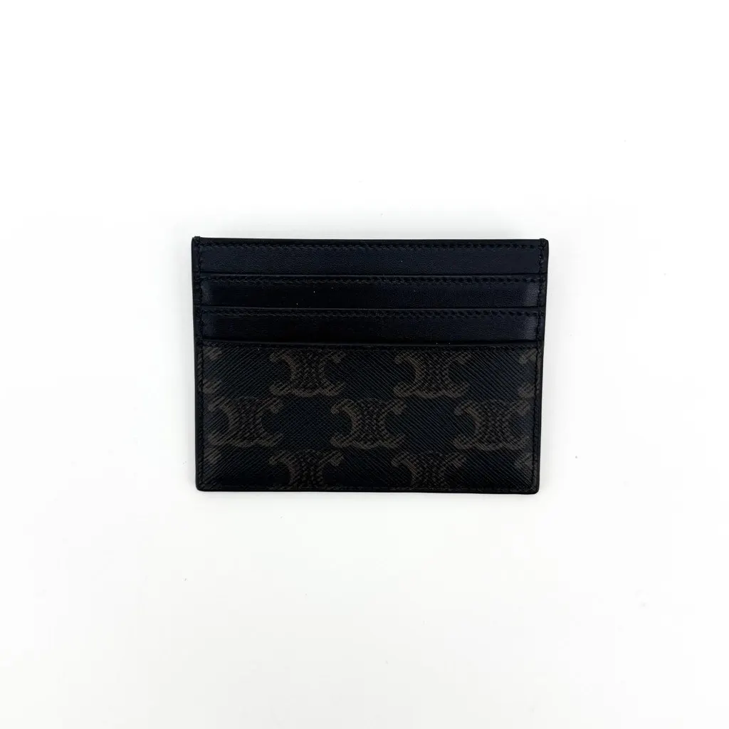 Celine Credit Card Holder in Triomphe Canvas and Calfskin Black Black Canvas Very good - Inside View