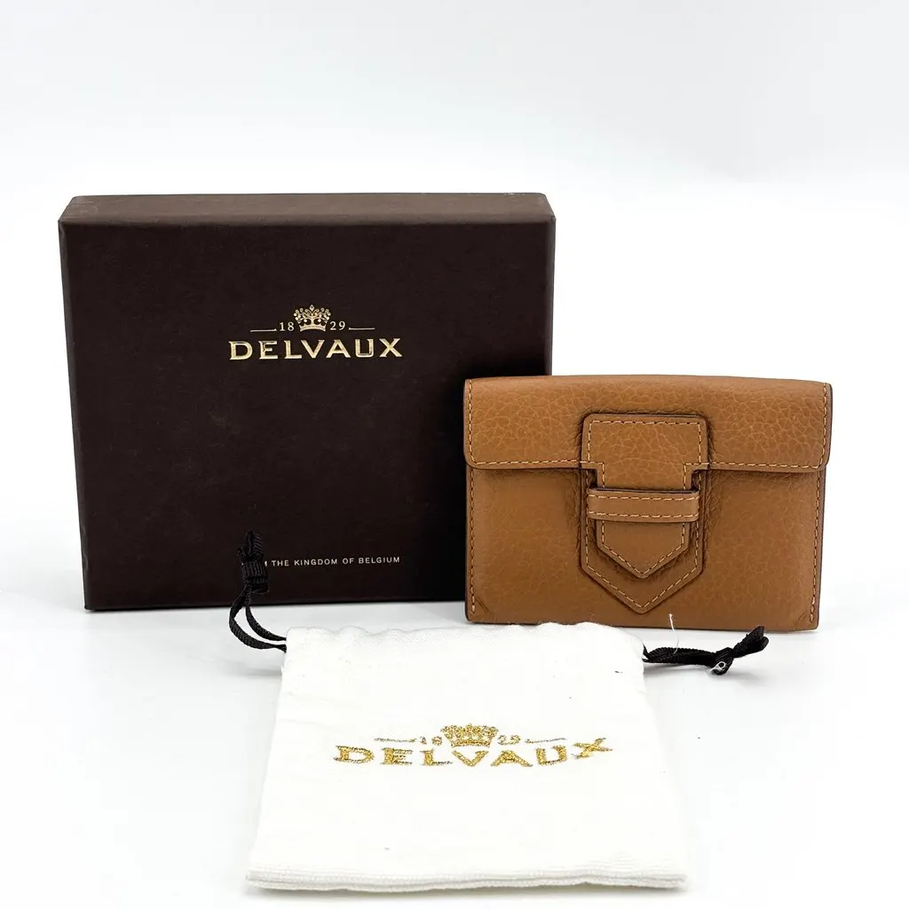 Delvaux Presse Trifold Wallet in Taurillon Soft (Végétal) Brown Leather Good - Back View