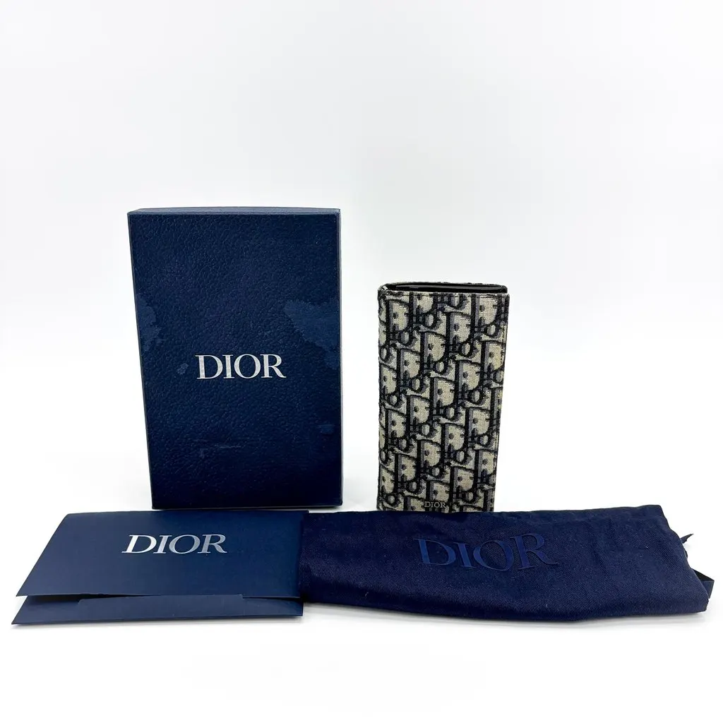 Dior Vertical Long Wallet Beige Black Oblique Jacquard MultiColor Jacquard Very good - Back View