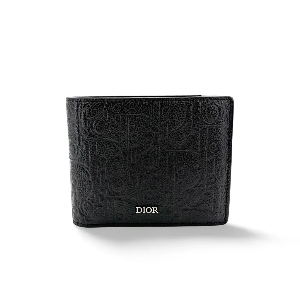 Dior Oblique Galaxy Bifold Wallet Black Black Leather Very good - Front View