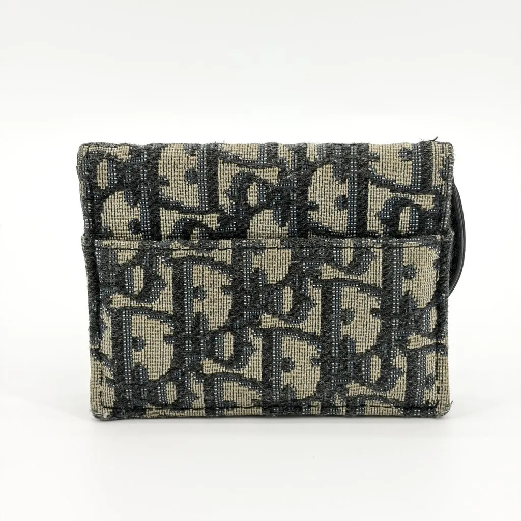 Dior Saddle Lotus Wallet Blue Oblique Jacquard Beige Jacquard Good - Inside View