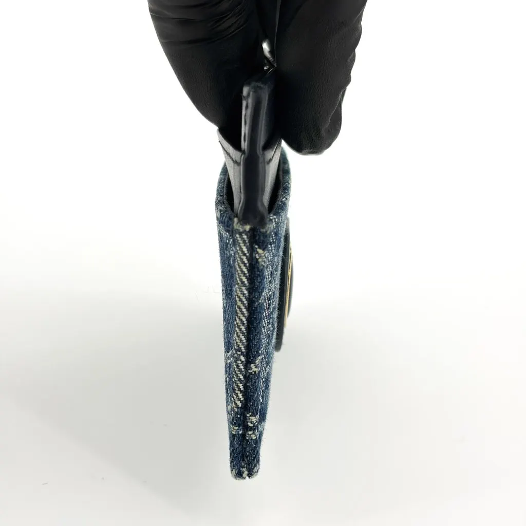 Dior 30 Montaigne Card Holder Blue Oblique Denim Black Black Denim Good - Box View