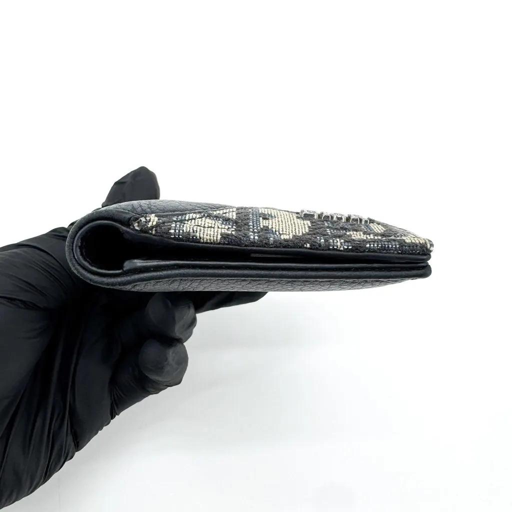Dior Saddle Vertical Card Holder Oblique Navy Black Beige Jacquard Very good - Model View