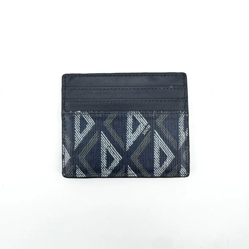 Dior CD Diamond Card Holder Navy Blue Canvas Good - Inside View