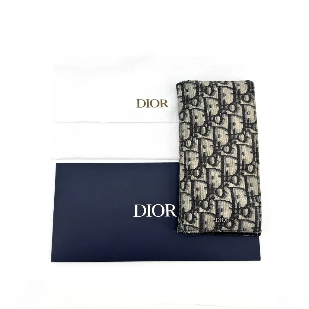 Dior Oblique Jacquard Glasses Case Beige Black Beige Jacquard Good - Back View