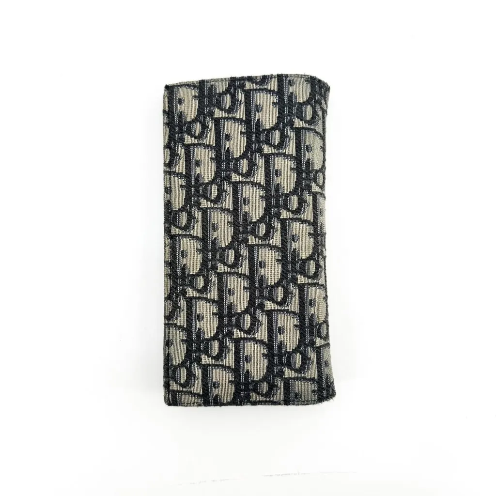 Dior Oblique Jacquard Glasses Case Beige Black Beige Jacquard Good - Inside View