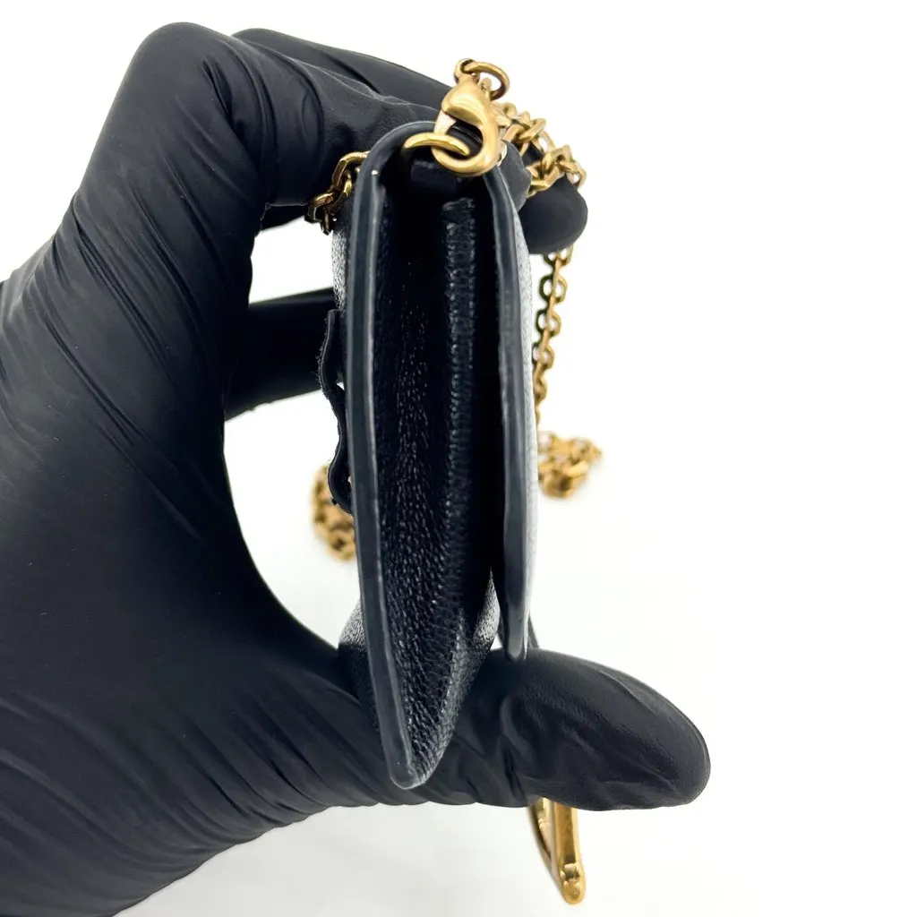 Dior Saddle Flap Card Holder Black Goatskin Black Leather Very good - Model View