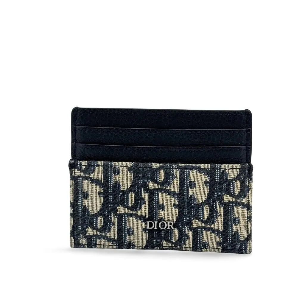 Dior Oblique Card Holder Navy Black