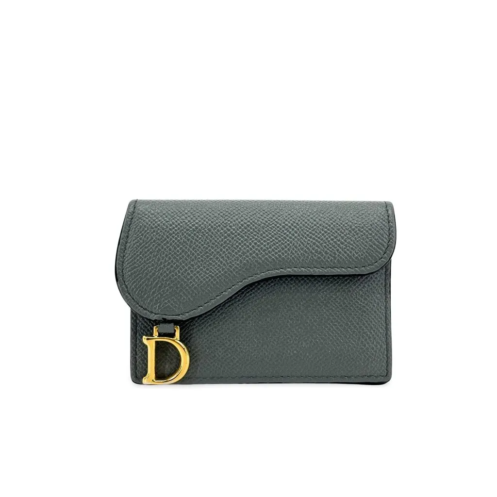 Dior Saddle Lotus Wallet Grey MultiColor Leather Good - Front View