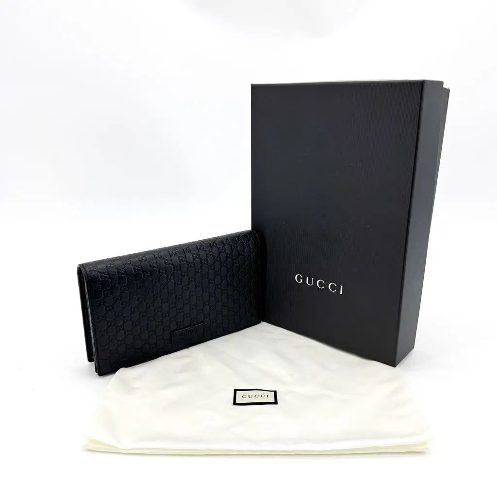 Gucci Microguccissima Long Wallet Black Black Leather Good - Back View