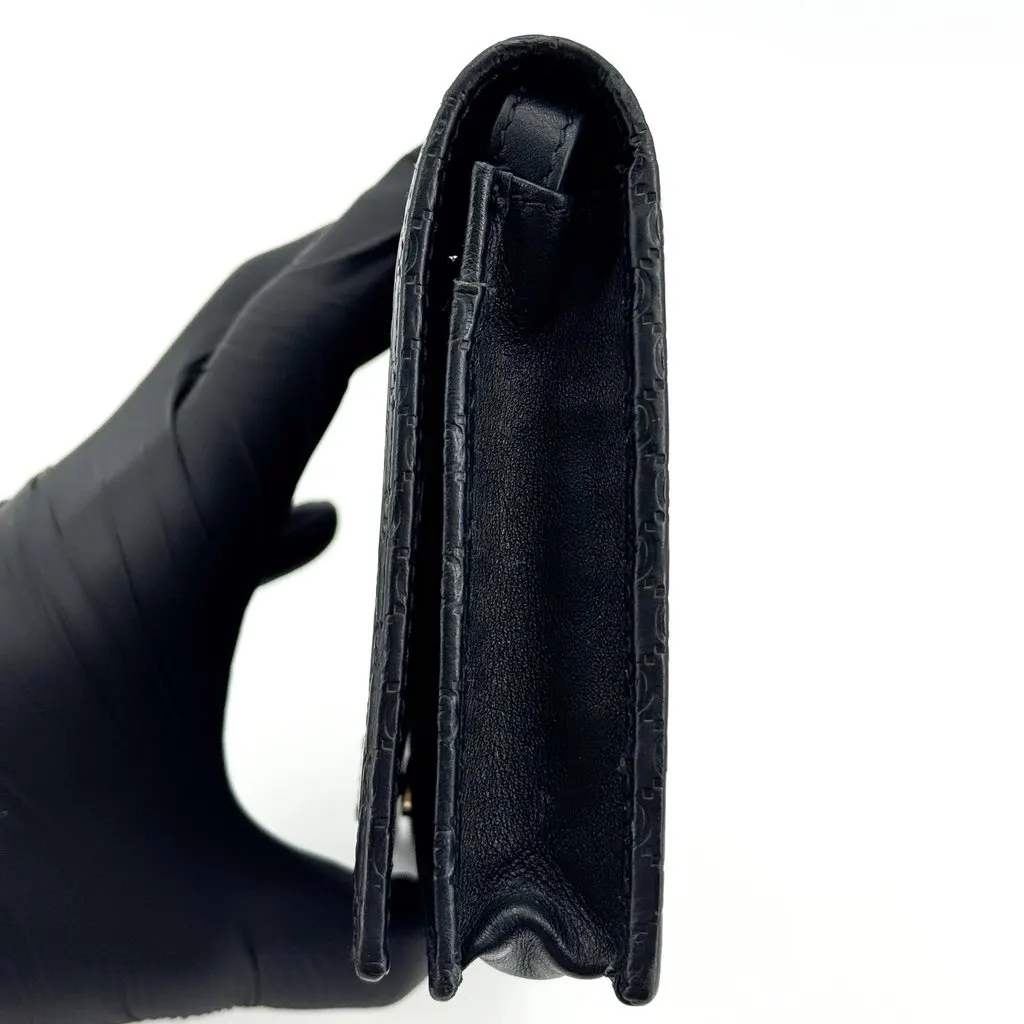 Gucci Microguccissima Long Wallet Black Black Leather Good - Model View