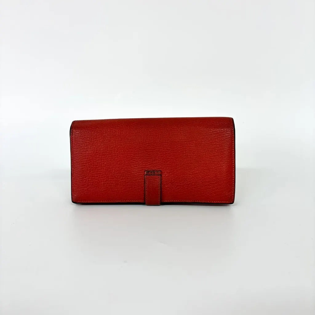 Hermès Beane Soufflé Wallet Rouge Kazak Gold Hardware A Engraving Gold Leather Fair - Inside View