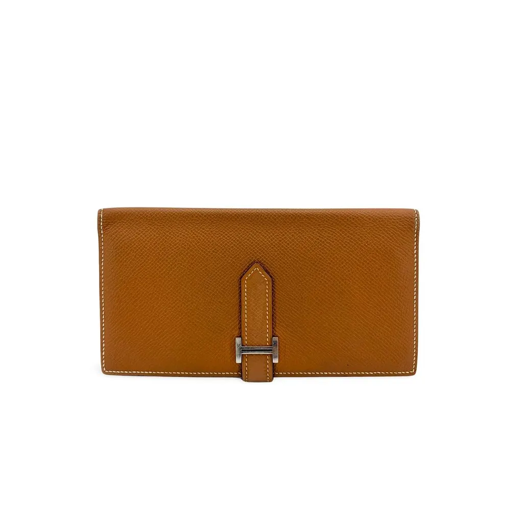 Hermès Beane Soufflé Wallet Gold Epsom Silver Hardware MultiColor Leather Good - Front View